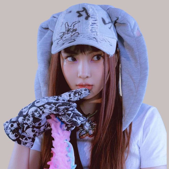 Wholesale Rabbit Ear Hat Denim Washed  e Dance Baseball Hip-hop  sunshade Hat