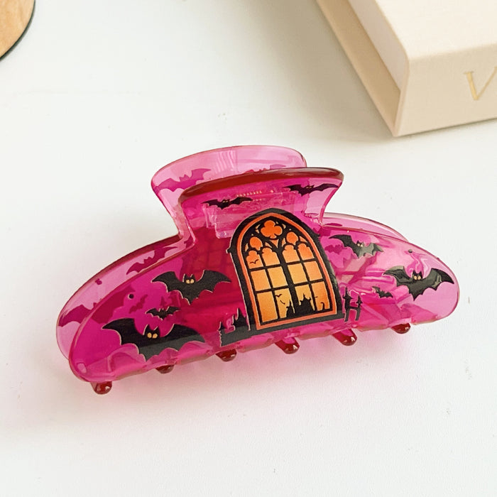 Wholesale Acrylic Hair Claw Clip Pumpkin Bat Dark Style Hair Accessory