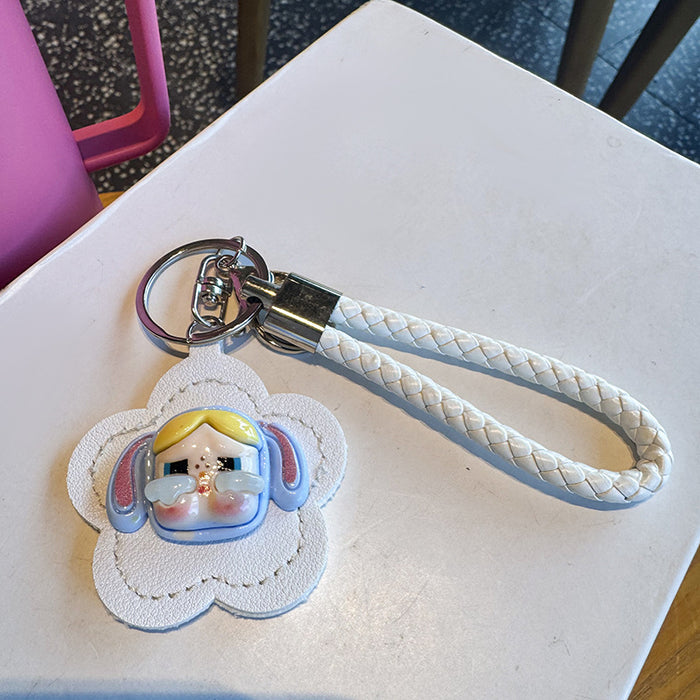 Wholesale Flower Portable Small Mirror Hanging Keychain Integrated Protective Cover