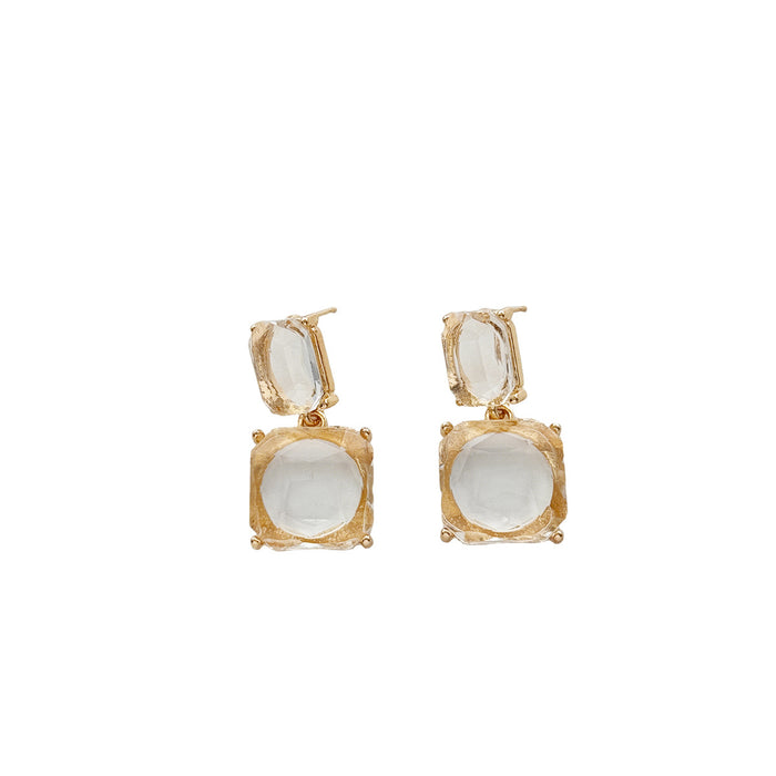 Wholesale Elegant earrings, crystal blocks, retro and simple earrings, fashionable and niche temperament