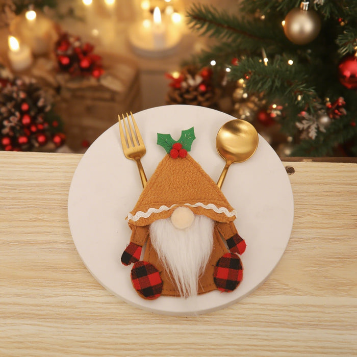 Wholesale Christmas decorations dwarf knife and fork set Old man tableware set doll knife and fork bag kitchen dress props