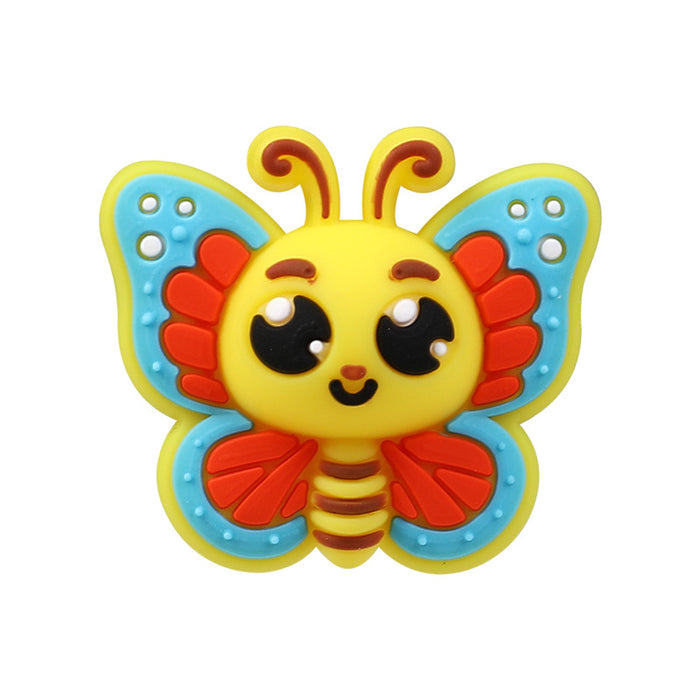 Wholesale 20pcs Cartoon bee silicone beads jewelry loose beads children DIY bead pen three-dimensional silicone beads
