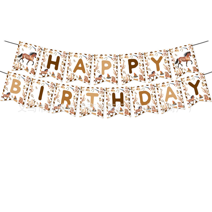 Wholesale Western Horse Racing Cowboy Kentucky Derby Party Set Paper Plates Napkins Tablecloth Tableware Horse Racing Theme