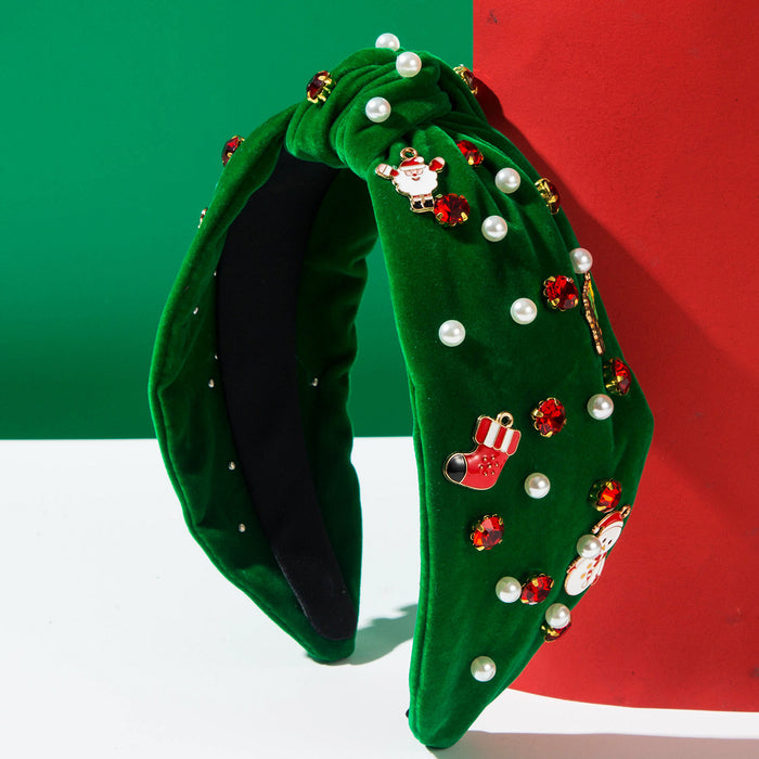 Wholesale Imitation Pearl Rhinestone Christmas Headband Santa Hair Fashion Accessory