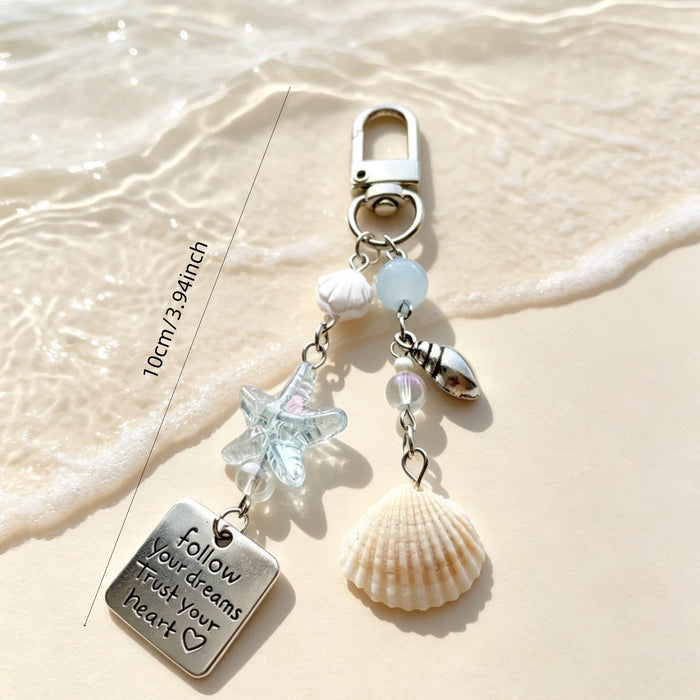 Wholesale Alloy Starfish Shell Bag Charm Keychain Trendy Fresh Style
