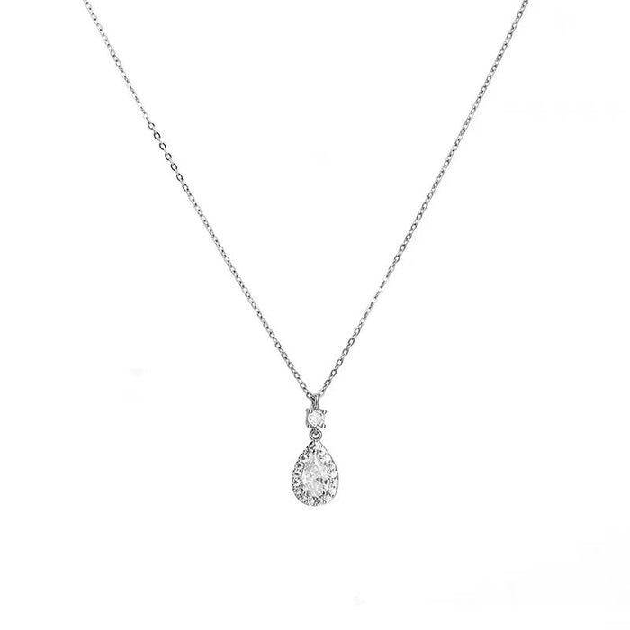 Wholesale Water droplet zircon pendant necklace, simple collarbone chain, versatile temperament, necklace accessories wholesale