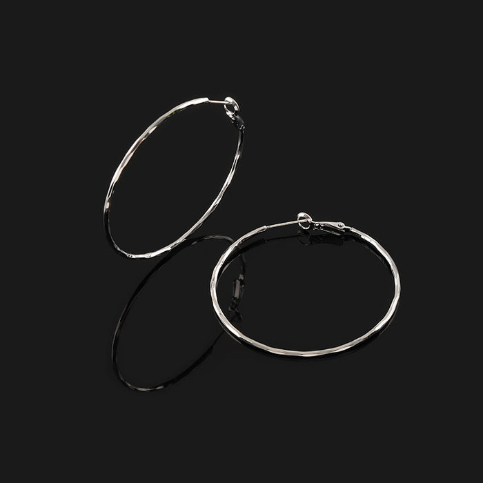 Wholesale large circle earrings silver needle non-pierced integrated coil ear clip earrings