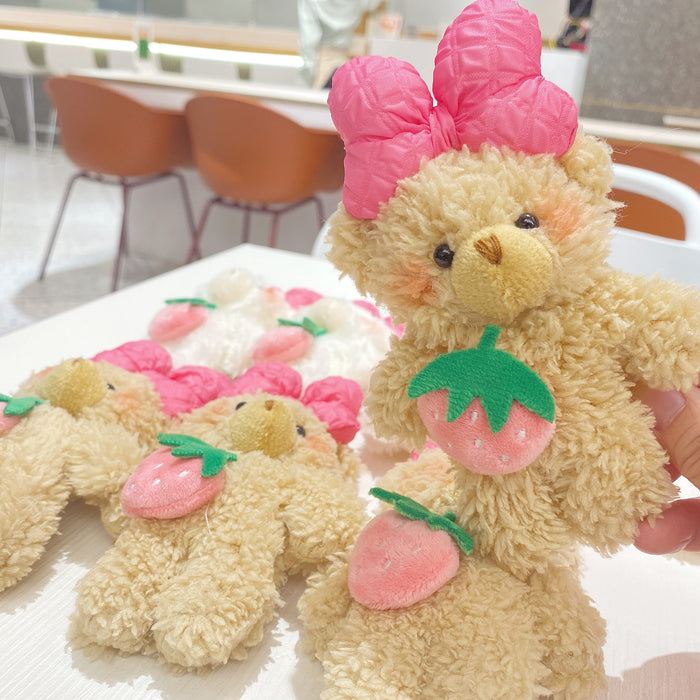Wholesale Creative Cartoon Strawberry Bear Doll Keychain Cute Bear Doll Bag Pendant