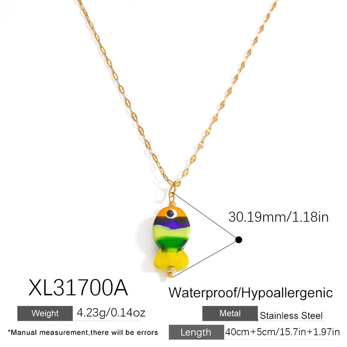 Wholesale Stainless steel necklace with ocean elements, starfish pendant, handmade oil dripping jewelry, fashionable