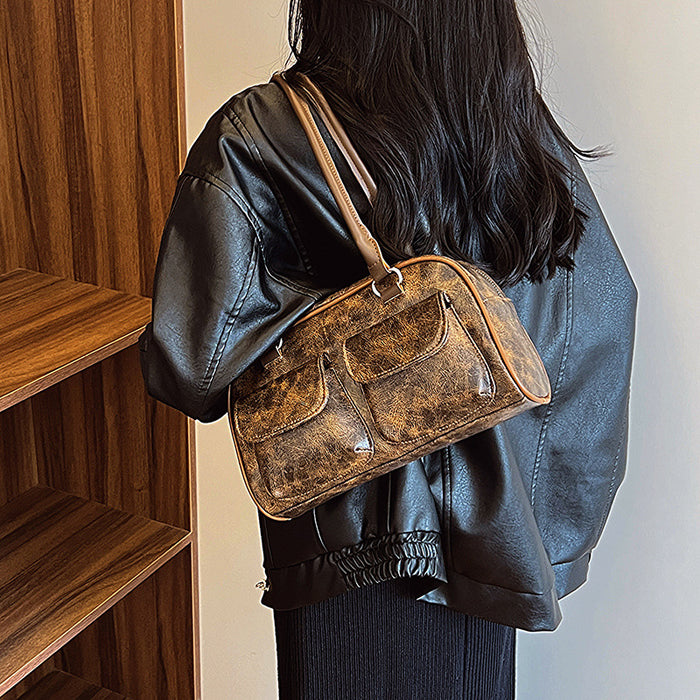 Wholesale Retro new minimalist and fashionable shoulder bag, niche large capacity handheld commuting bag