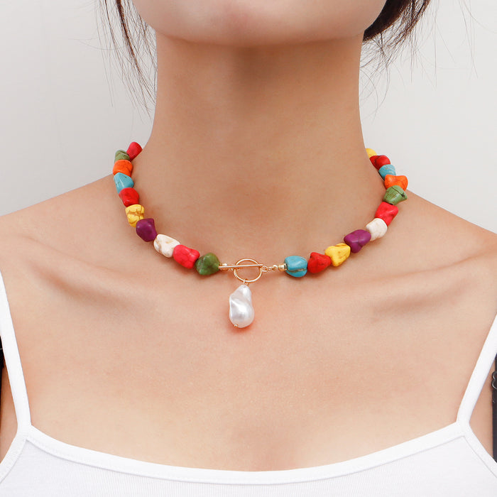 Wholesale Irregular Natural Turquoise Pearl Necklace