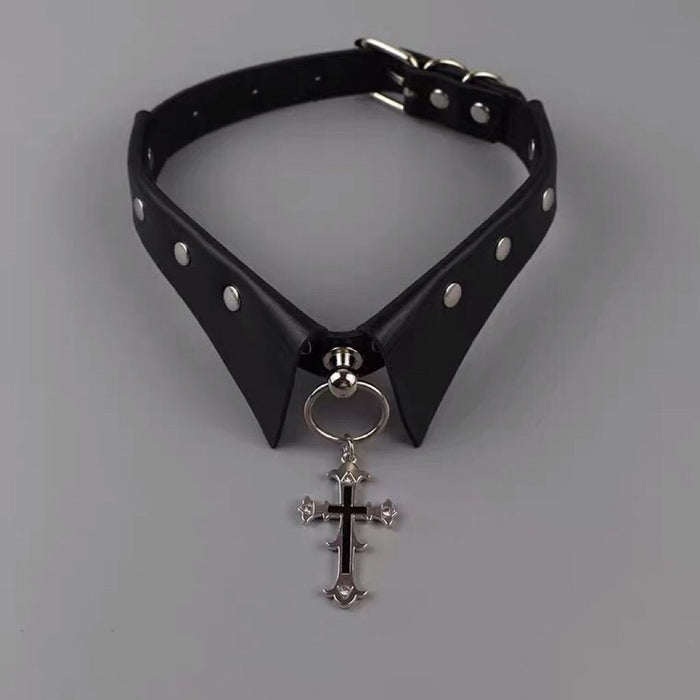 Wholesale Cross collar, dark gothic punk choker necklace, Harajuku metal, spicy girl collarbone chain, atmosphere