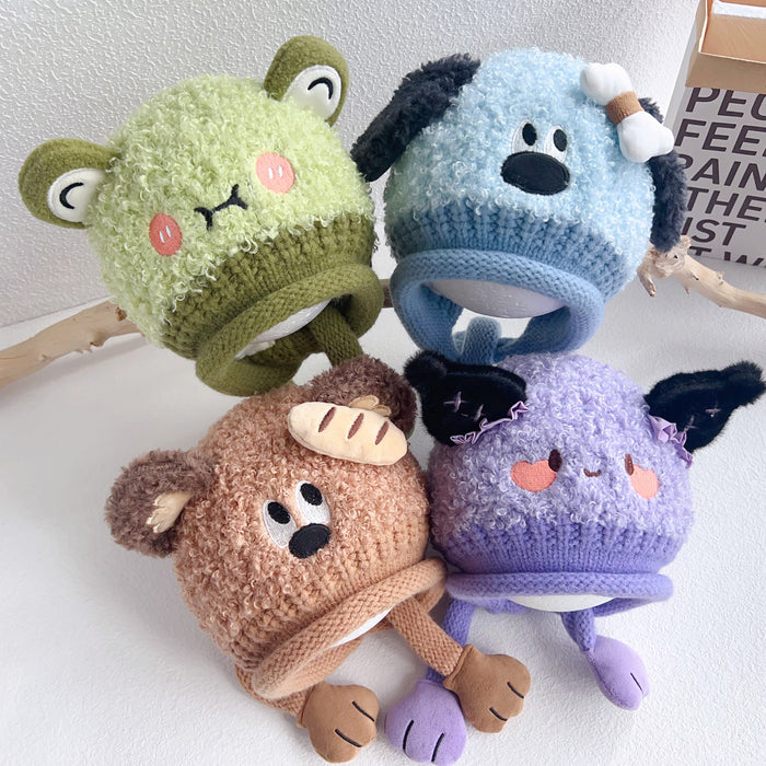 Wholesale Children' s hats and ves are integrated with cute children' s ear protection parent-child hats thickened