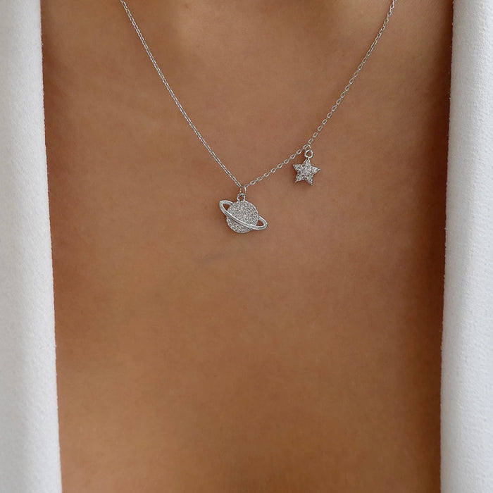 Wholesale New Star Moon Universe Necklace, niche design, creative necklace, neckchain