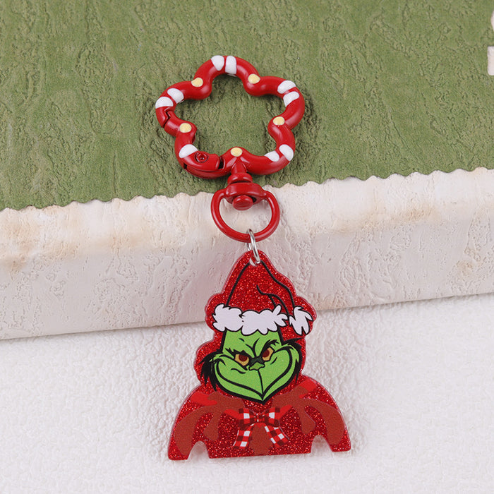 Wholesale Cartoon Christmas series funny acrylic keychain fashionable personality antler pendant jewelry