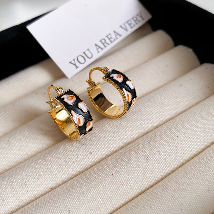 Wholesale Silver needle oil drop flower geometric earrings  summer new all-match earrings