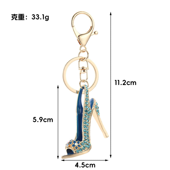 Wholesale Zinc Alloy High Heel Shoe Rhinestone Keychain Fashion Bag Charm Car Key Accessory MOQ≥2