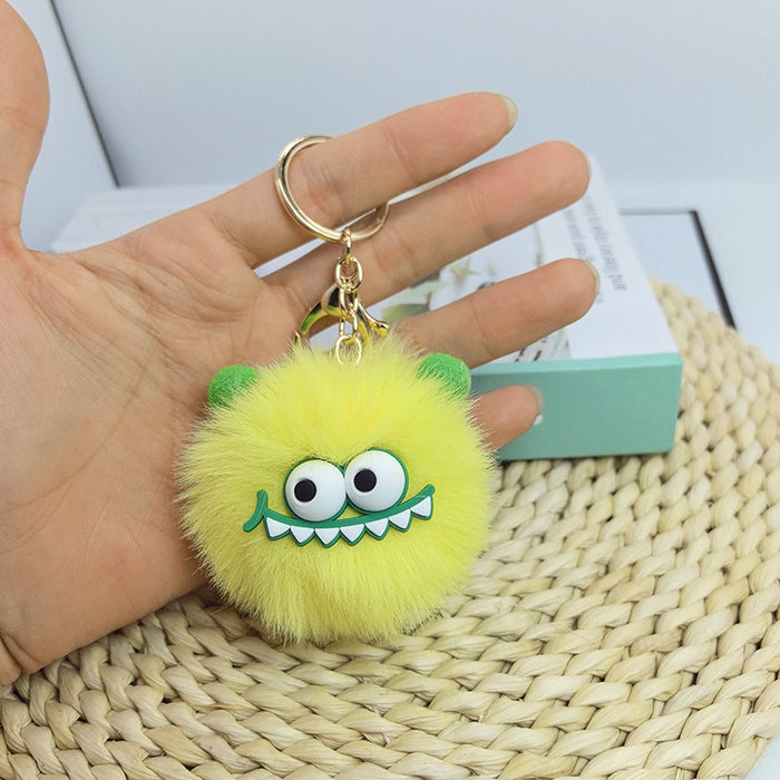Wholesale Fur pendant plush cute dinosaur fur ball keychain pendant car keychain