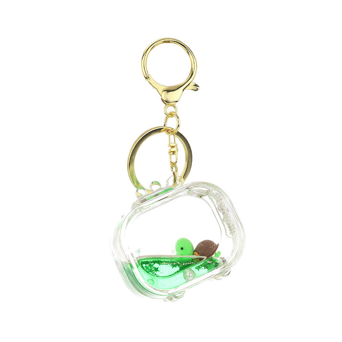 Wholesale Acrylic Ocean-Themed Floating Clownfish Oil-Filled Quicksand Keychain