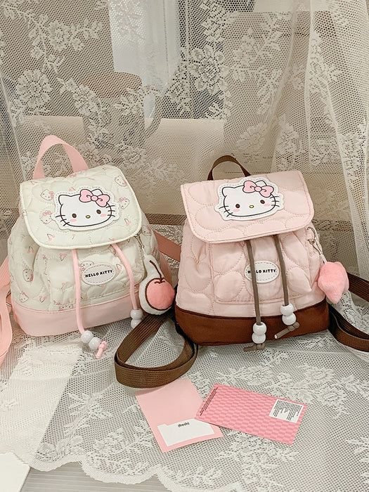 Wholesale Sweet and cute bow-knot cat print flap backpack