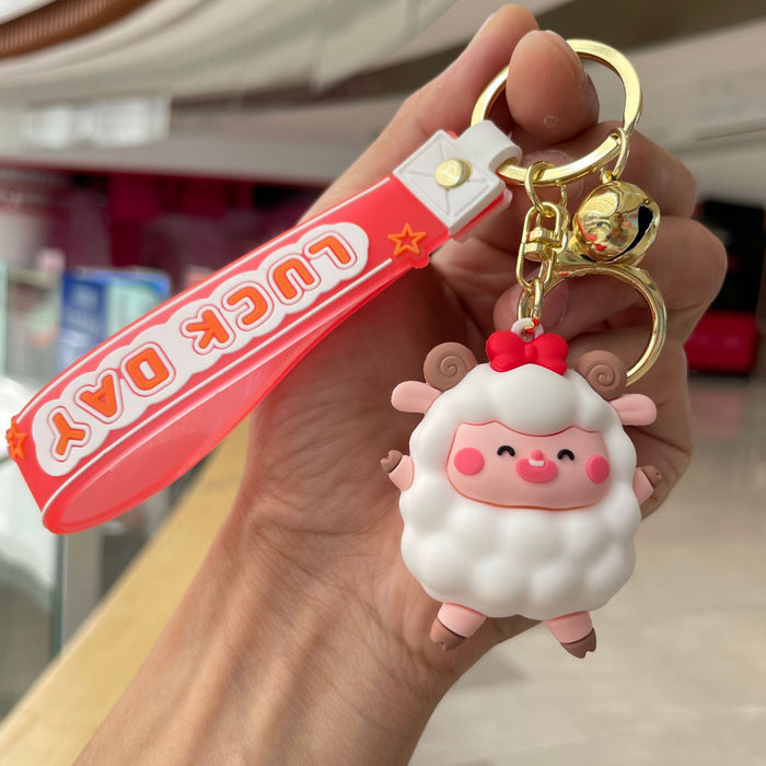 Wholesale Keychain couple exquisite cartoon backpack pendant car keychain claw doll machine small gift wholesale