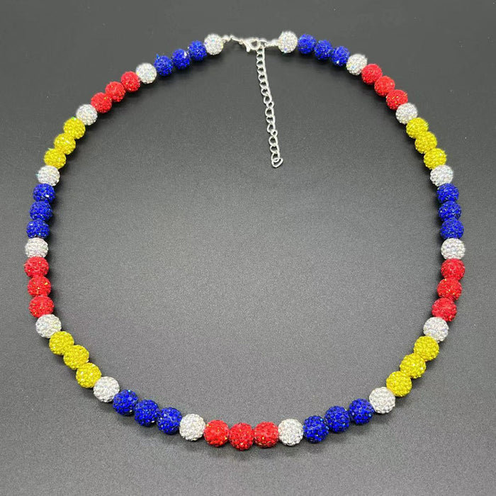 Wholesale Baseball necklace hip hop colorful diamond ball jewelry necklace