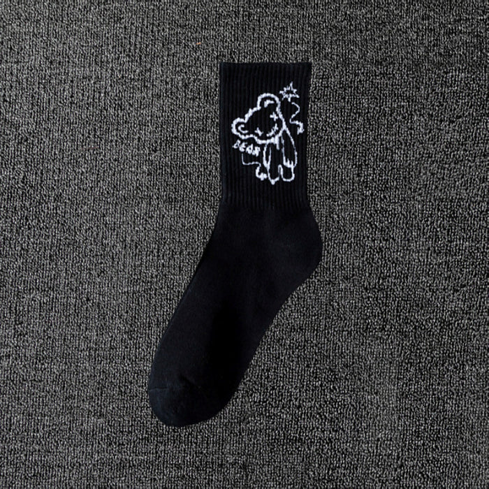 Wholesale men' s deont mid-calf socks black and white cotton socks women' s summer sports basketball socks