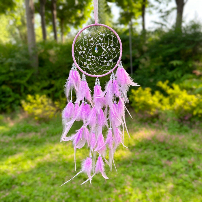 Wholesale Purple Feather Dream Catcher Pendant for Girls Bedroom Home Decor Accent MOQ≥2