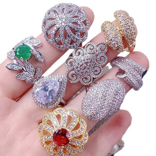 Wholesale Heavy-duty full zircon micro-paved copper ring