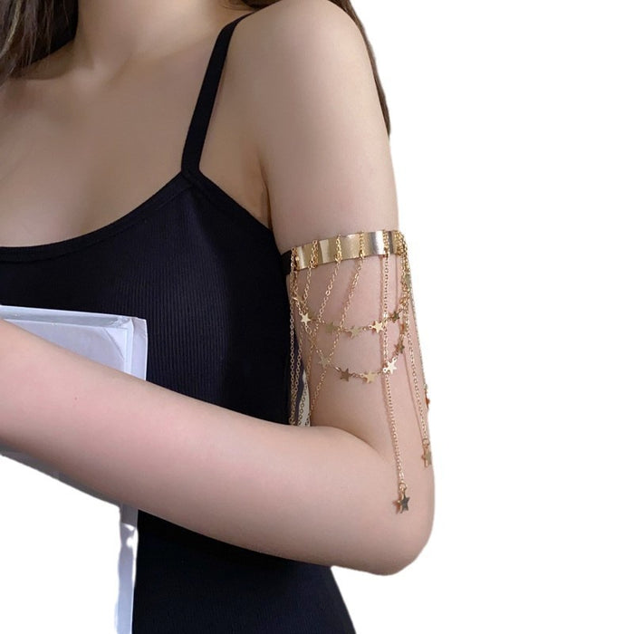 Wholesale Simple and versatile tassel chain, heart-shaped opening adjustable bracelet, arm ring