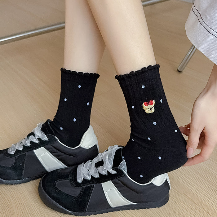 Wholesale Socks cartoon teddy bear mid tube socks thin and cute pile socks
