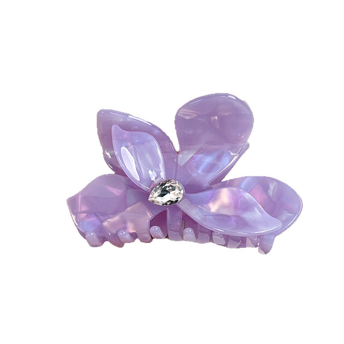 Wholesale Flower Acetate Hair Claw Clip with Rhinestones - Stylish Fashion Accessory