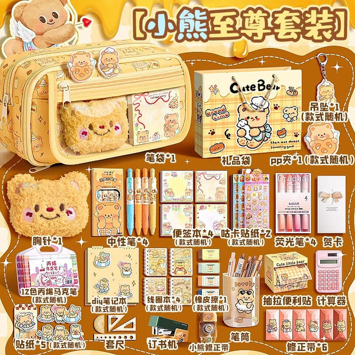 Wholesale Trendy Cute Pencil Case Large Capacity 9-Layer Flip with Butter Bear Design for Students stationery