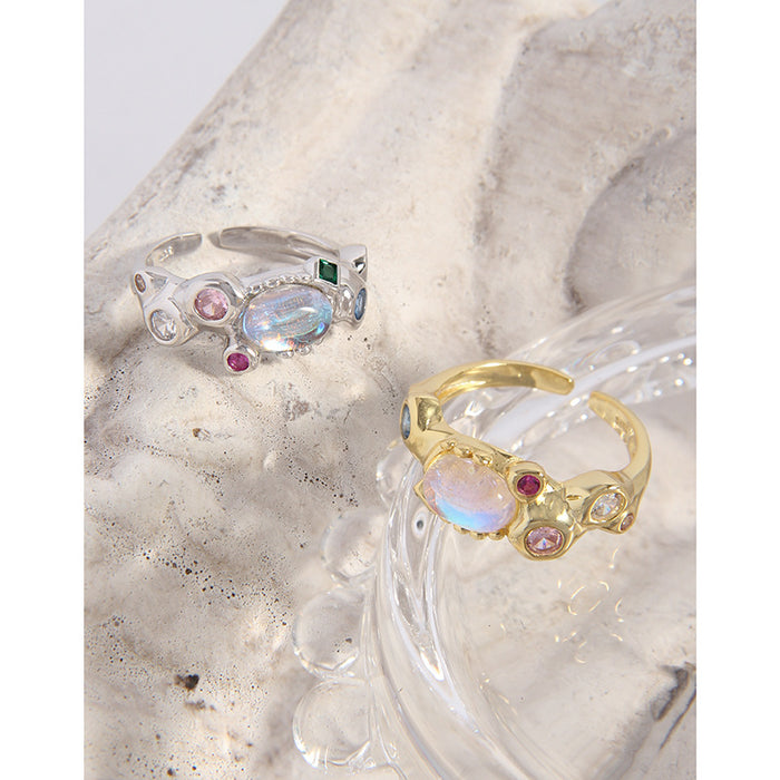 Wholesale Small niche design with zircon texture texture and pure silver finger