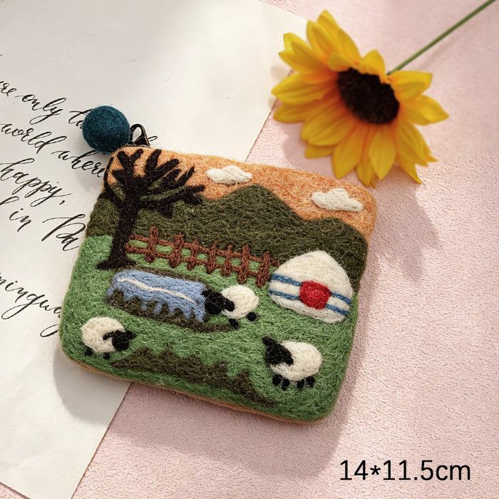 Wholesale Modern Felt Sheep Coin Purse Cute Cartoon Animal Phone Bag MOQ≥10