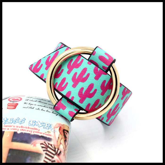 Wholesale Personalized adjustable opening metal ring bracelet, faux leather bracelet, fashionable and versatile wide bracelet for women