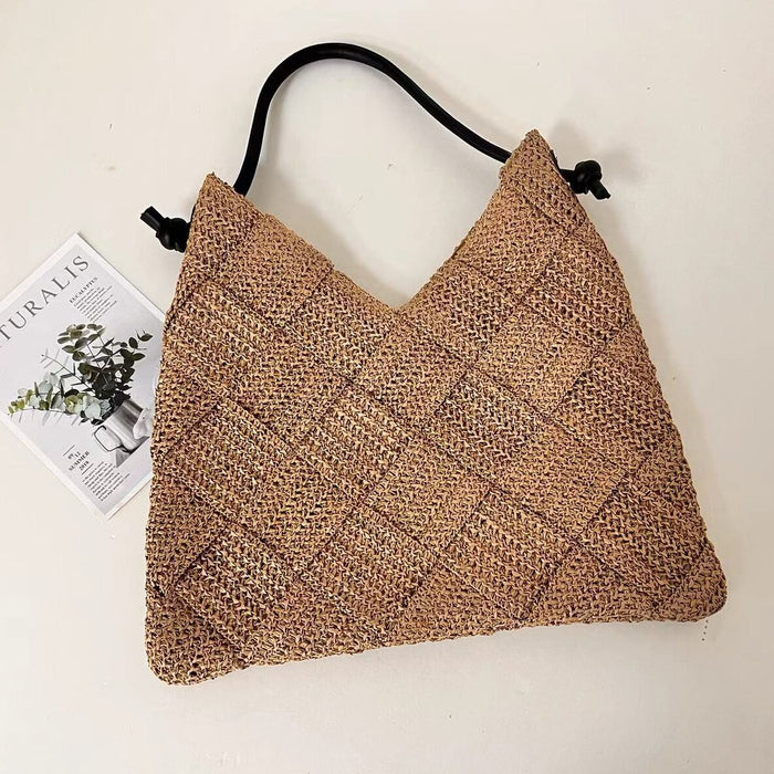 Wholesale Leisure hollowed out single shoulder cotton thread woven bag, new handheld grass woven bag