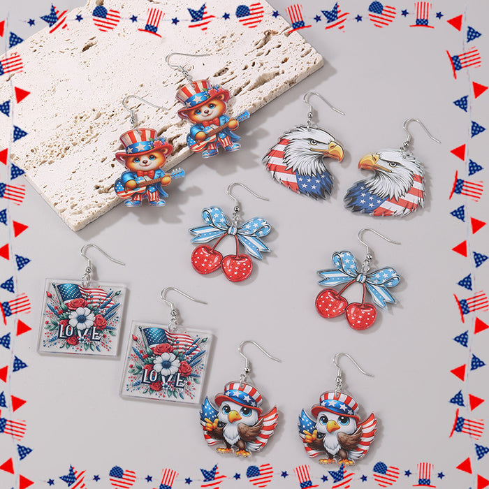 Wholesale Earrings, new national flag, red and white animal earrings, earring decorations, gifts