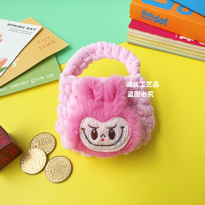Wholesale New plush coin purse, hand knitted data cable storage bag, protective cover wholesale