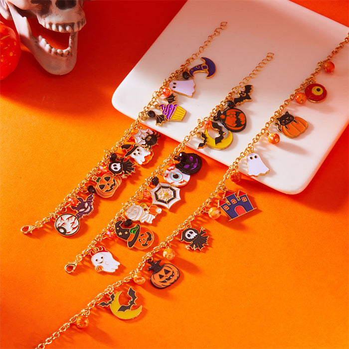 Wholesale  Dark Style Cartoon  Ghost Pumpkin Head Black Cat Bracelet Holiday Party Accessories