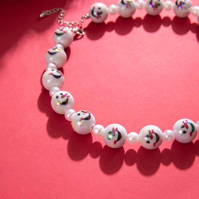 Wholesale Acrylic Snowman Beaded Necklace Christmas Fashion Gift for Women MOQ≥2