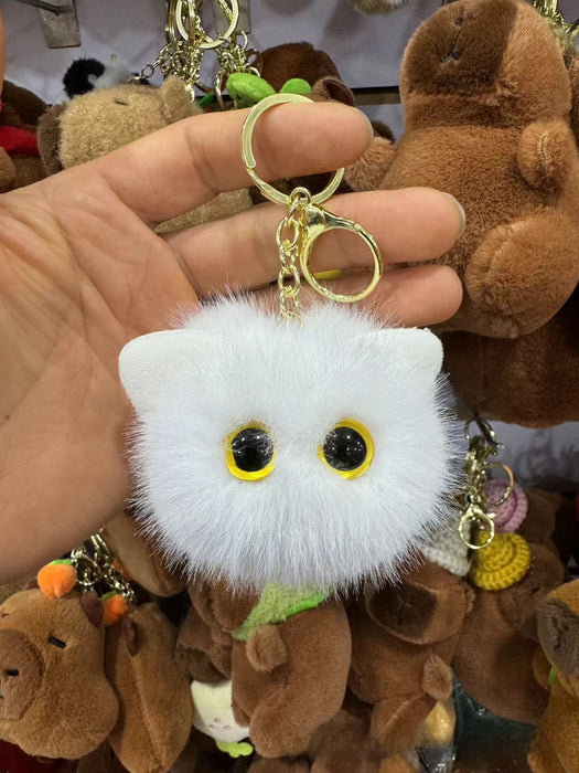 Wholesale plush cartoon cat head pendant cute animal Keychain Car bag key chain fashion small gift