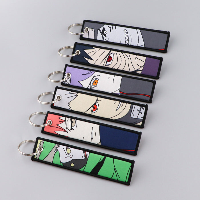 Wholesale Cartoon Anime Woven Label Keychain Pendant  Fabric Anime Peripheral