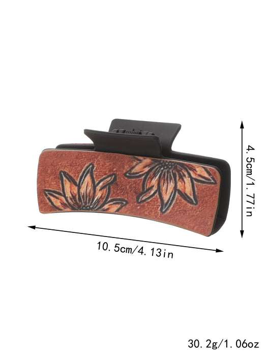 Wholesale Western Style Cactus Feather Sunflower Leather Shark Clip Women' s Hairpin