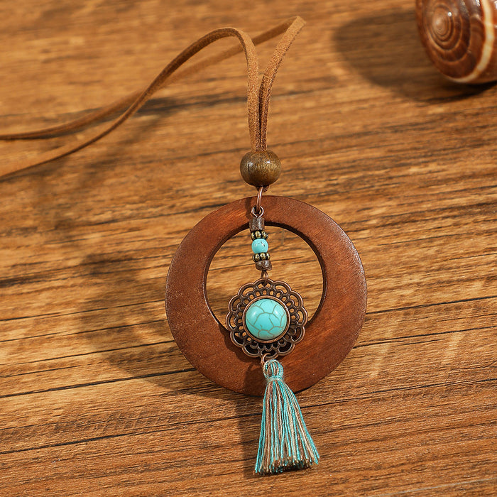 Wholesale Ethnic Literary Retro Tassel Flower Shell Necklace Fashion Accessory Gift MOQ≥2