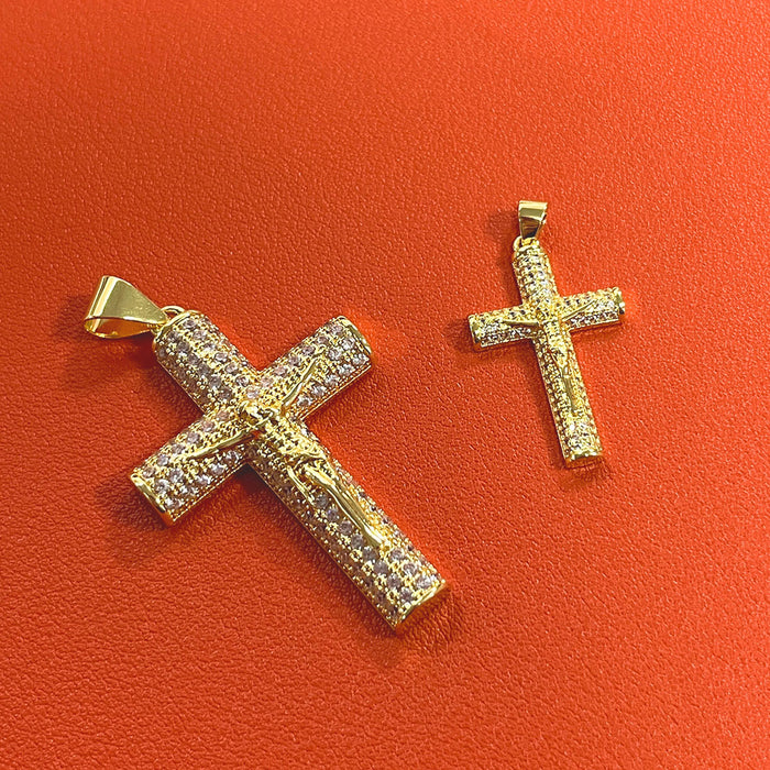 Wholesale Diamond-encrusted cross full diamond gold-plated pendant necklaces