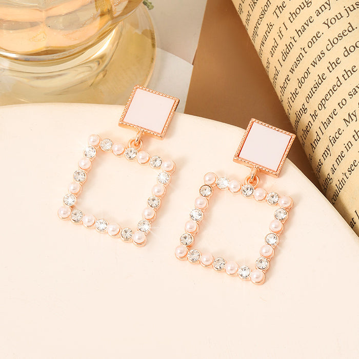 Wholesale Square Diamond White stud earrings