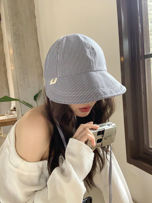 Wholesale Sunshade hat, women's fisherman hat, striped lightweight folding duck tongue hat