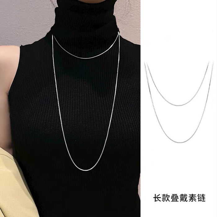 Wholesale Minimally designed snake bone chain, titanium steel necklace, plain chain, niche design, collarbone chain accessories