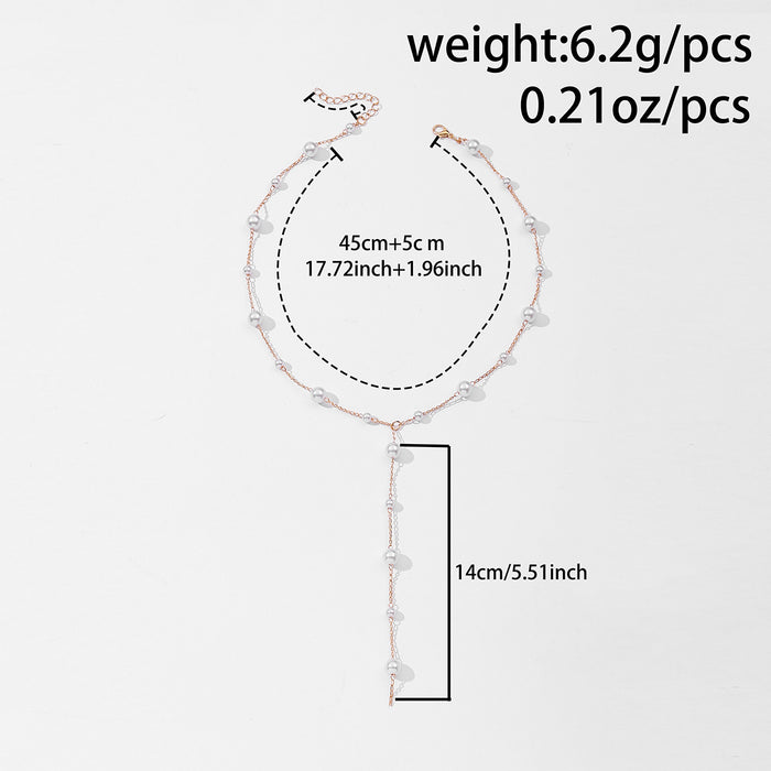 Wholesale pearl necklace all-match light luxury tassel sweater chain fashion necklace for women